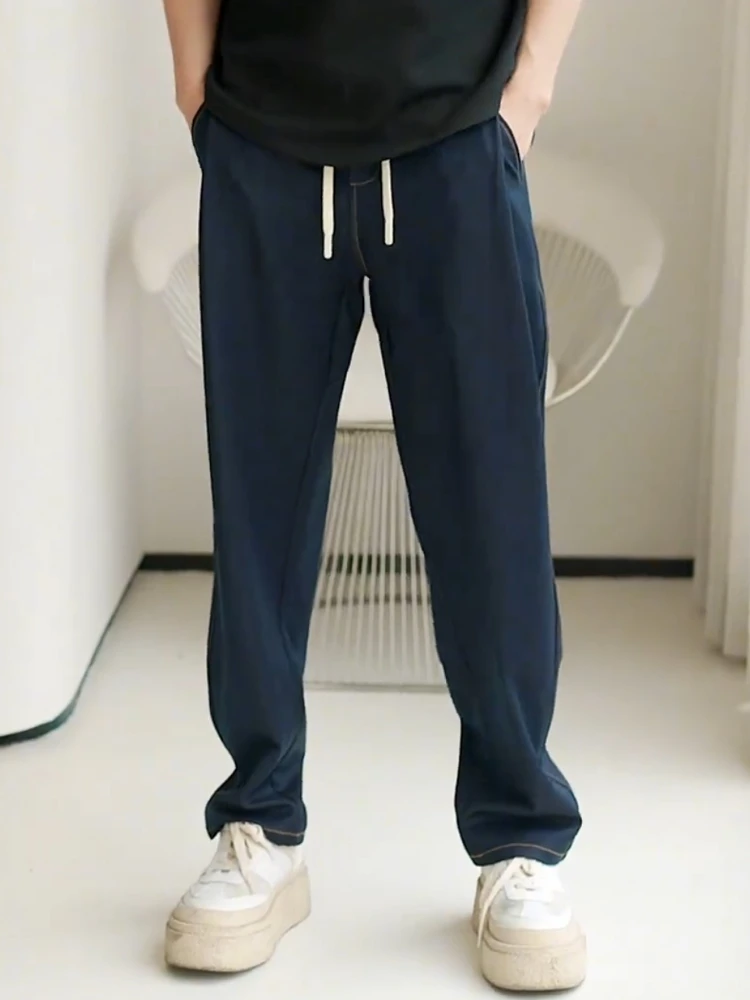 

Мужские джинсы из мягкого денима с охлаждающим эффектом, повседневные, прямого кроя, дышащие, свободные, летние, молодежные, модные, удобные, из смесового хлопка