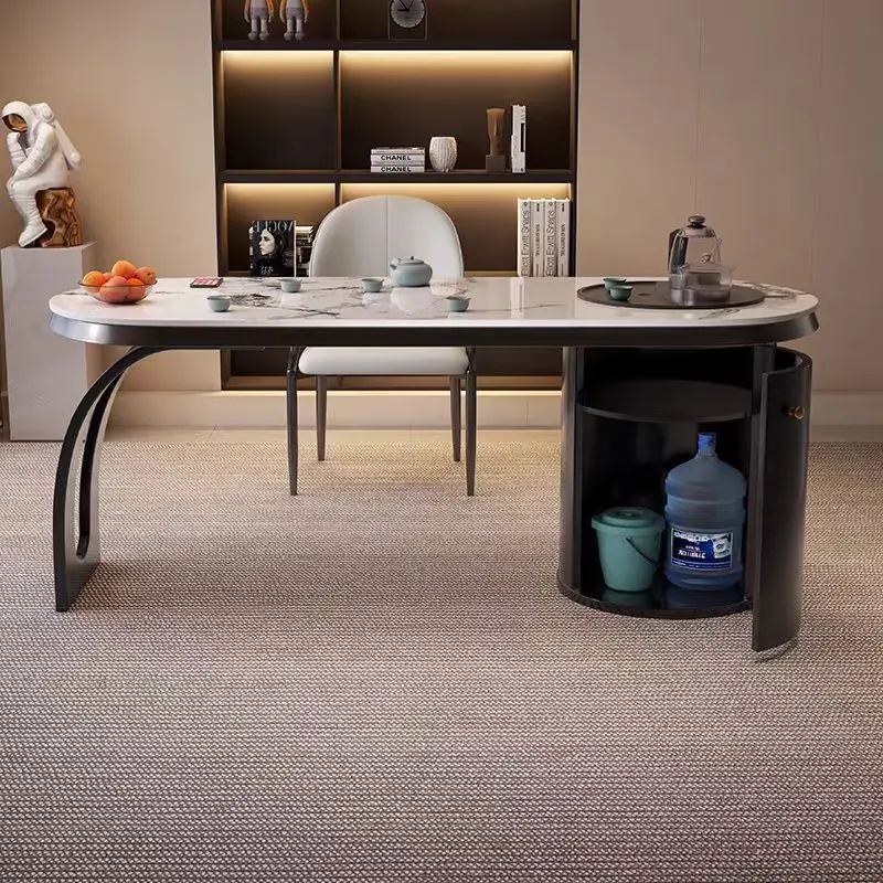 Italian light luxury slate tea table and chair combination home tea table kettle integrated office tea table