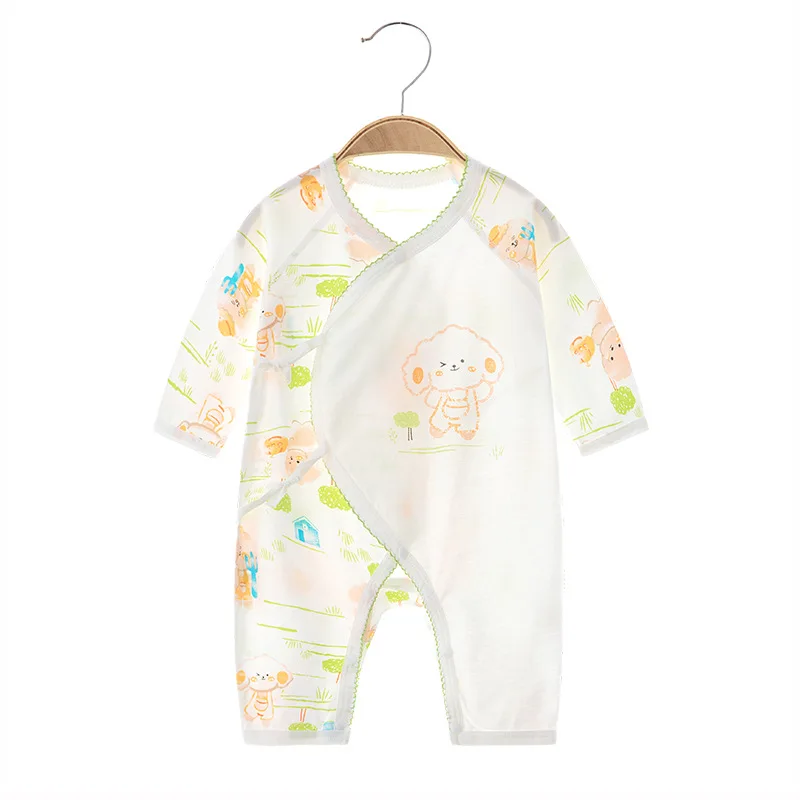 Newborn Jumpsuit Summer Baby Cotton Thin Boneless Clothes Rompers Long Sleeve Baby Summer Air Conditioning Clothes