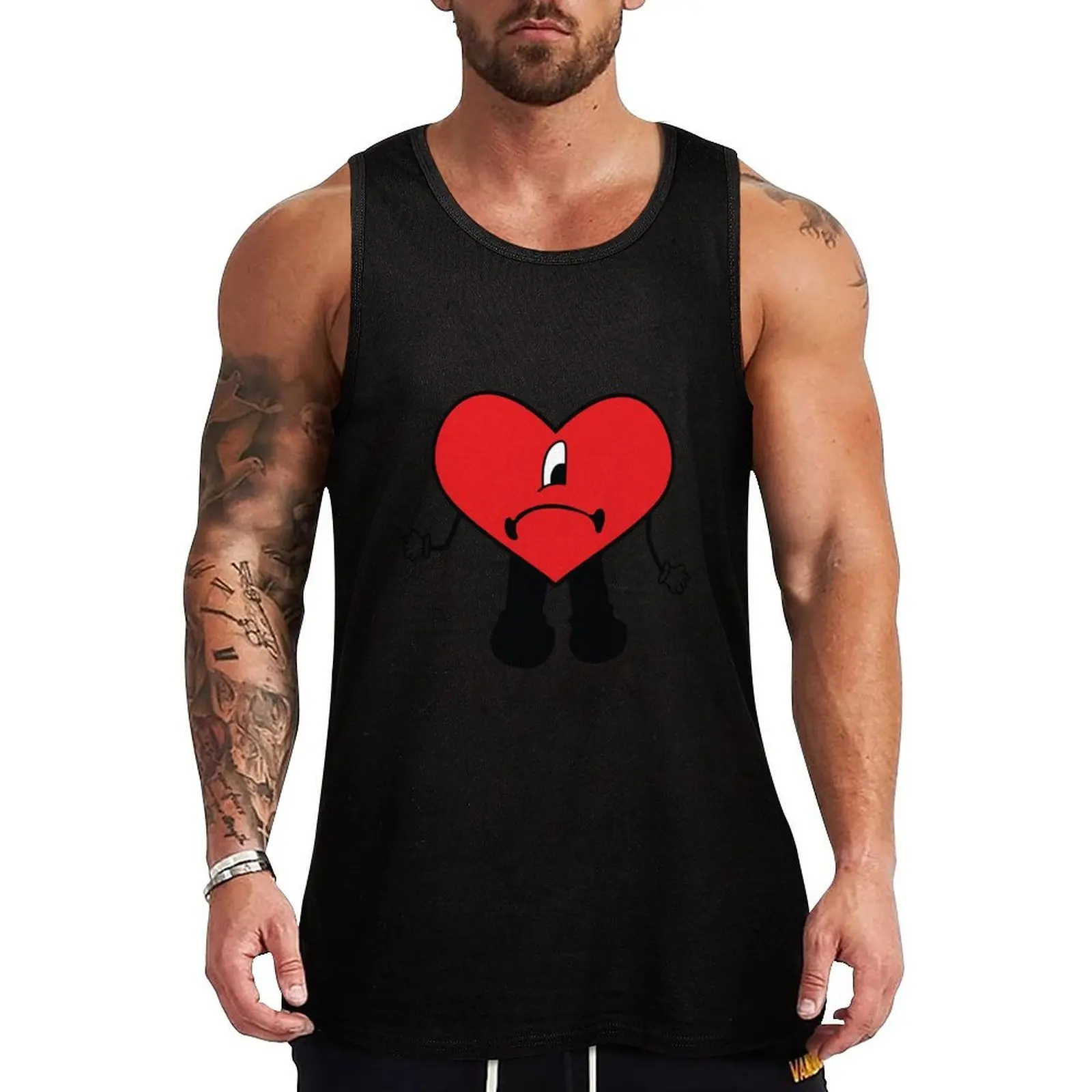 

Bad Bunny Heart Tank Top sleeveless shirt man gym singlet for men Gym t-shirt man