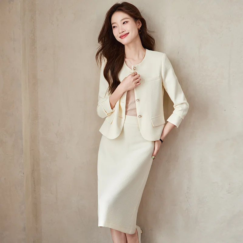 Elegant Chic Style Suit Skirt Set for Women 2024 Autumn/Winter New Minimalist Single-breasted Long-sleeve Blazer High Quality