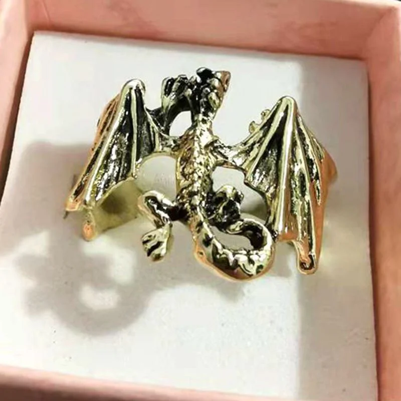 Punk black pterosaur anelli regolabili per coppie gothic fashion animal lizard New in finger rings gioielli e accessori Punk