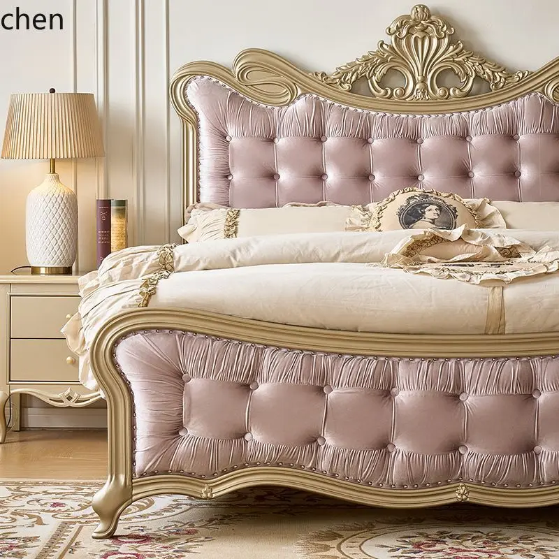 YFY   Solid Wood Bed Modern Minimalist Master Bedroom Double High-end Wedding Bed