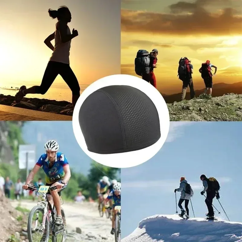 Cycling Quick Drying Helmet Hat Breathable Motorcycle Balaclavas Helmet Inner Sweat Wicking Hat for Men Women Sports Hat Caps