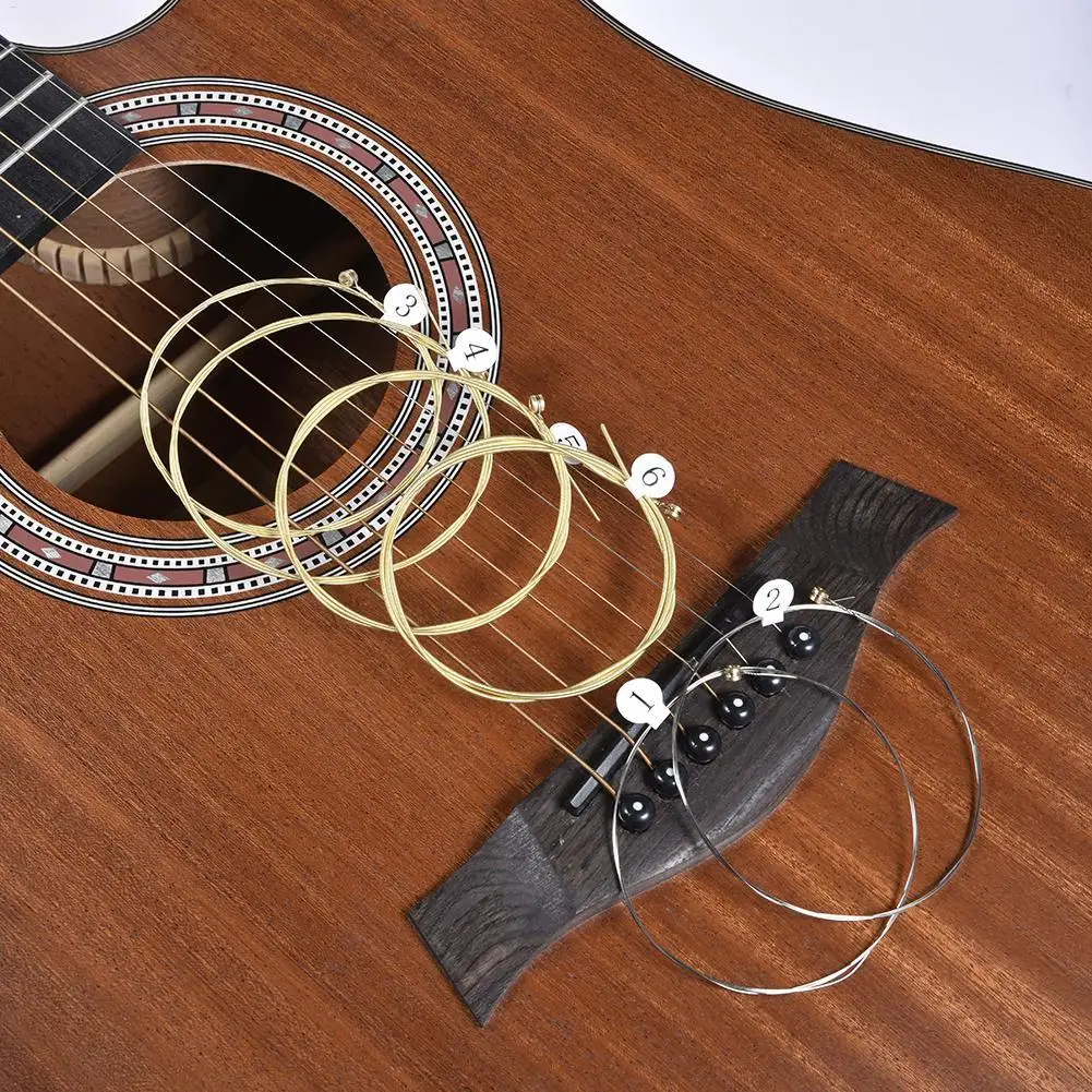 6pcs Acoustic Guitar Strings brass Steel Core Rust-Resistant Long-Lasting Bright Balanced Tone Civin strings Guitar Parts