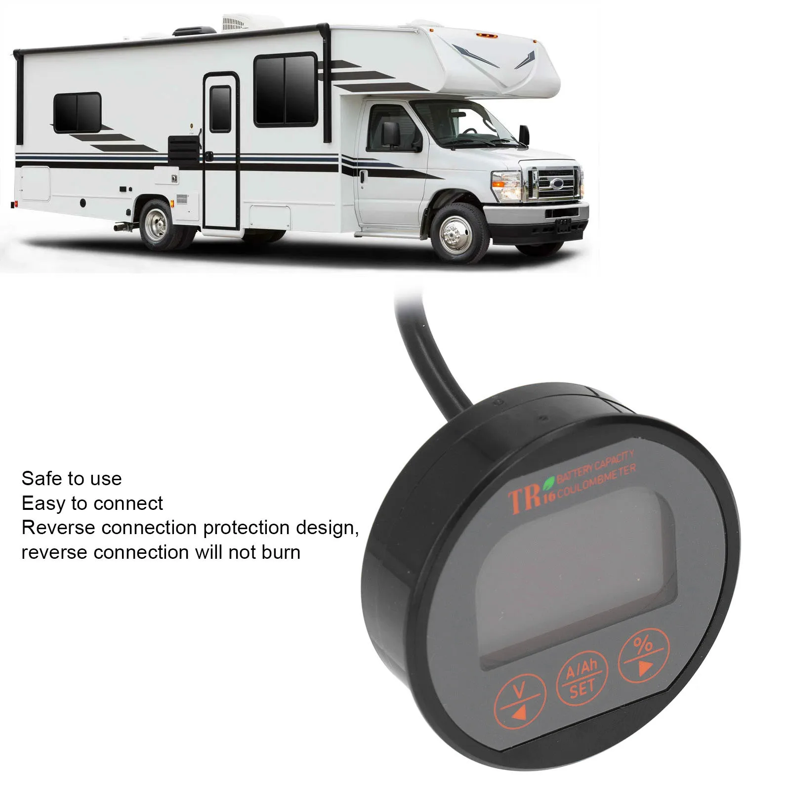 Battery Meter Battery Current Meter Battery Meter Current Voltage Tester Capacity Monitor Waterproof 8‑120V 0‑75A for Safety