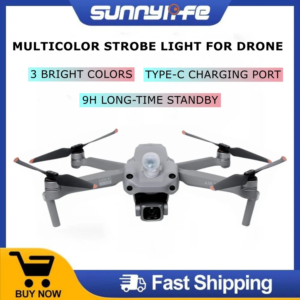Sunny life muliti color Blitzlicht für dji mini 2 air 2 2s & fpv Drohne 3 helle Farben Typ-C Ladeans chluss 9 Stunden lange Zeit