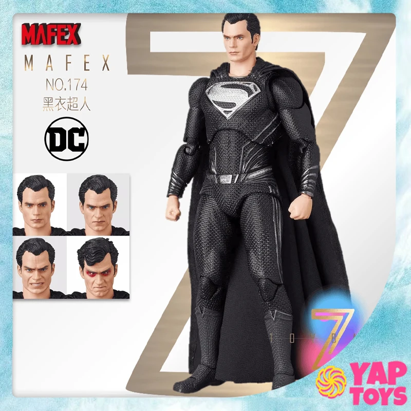 Medicom Black Superman Mafex 174 Dc Zack Snyder Justice League 6 Inch Action Figure  Desktop Decoration Figure Birthday Gift