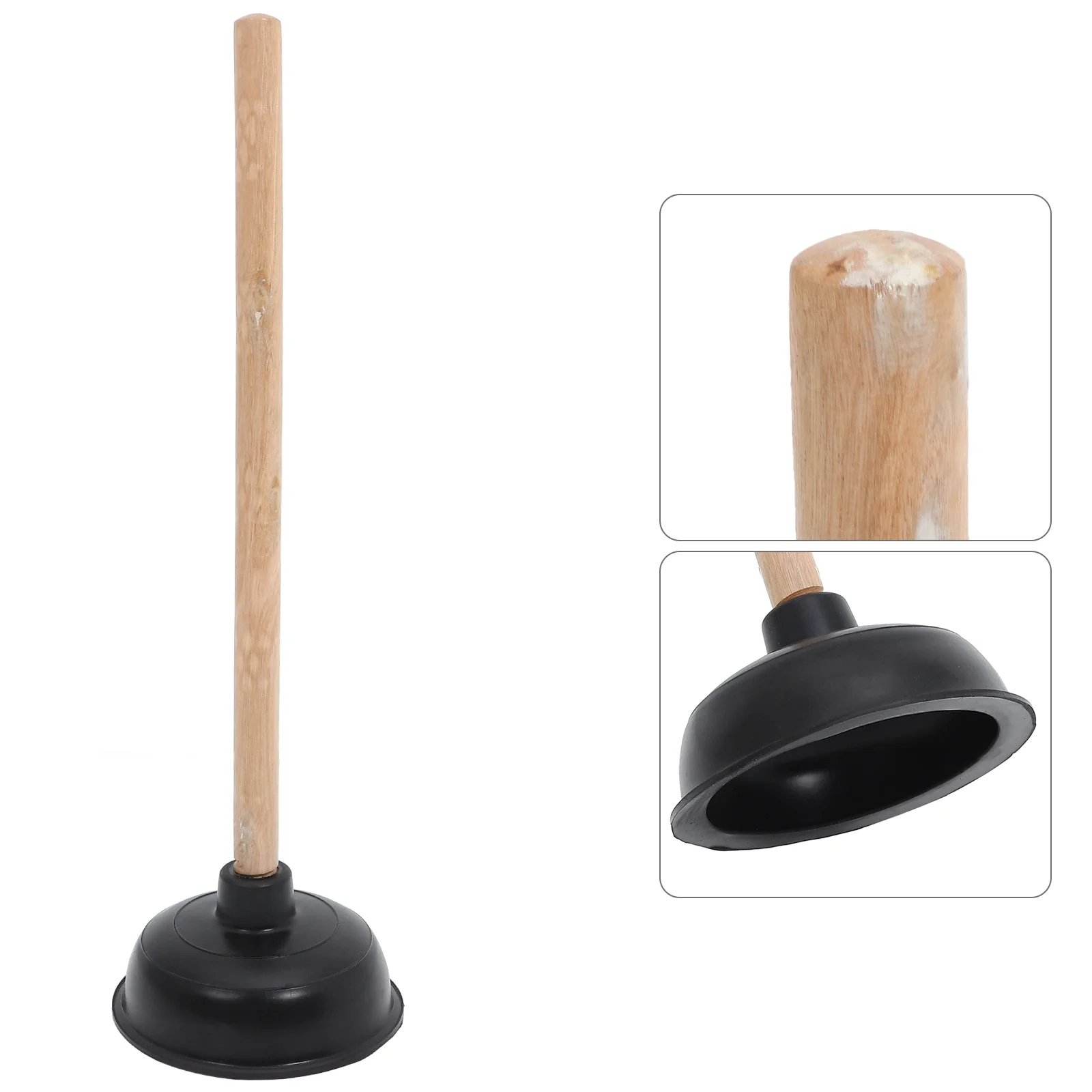 Toilet Unclog Bathroom Anti Clogging Plunger Heavy Duty Water Trough Sink Plungers Wooden Handle Tool Rubber