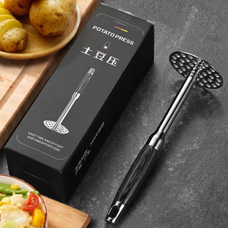 

316 Wooden Handle Stainless Steel Potato Potato Crusher Household Kitchen Gadget Mud Crusher