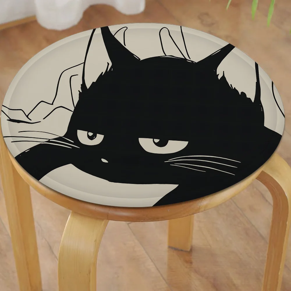Black Cat Tie Rope Dining Chair Cushion Circular Decoration Seat For Office Desk Cushions Home Decor