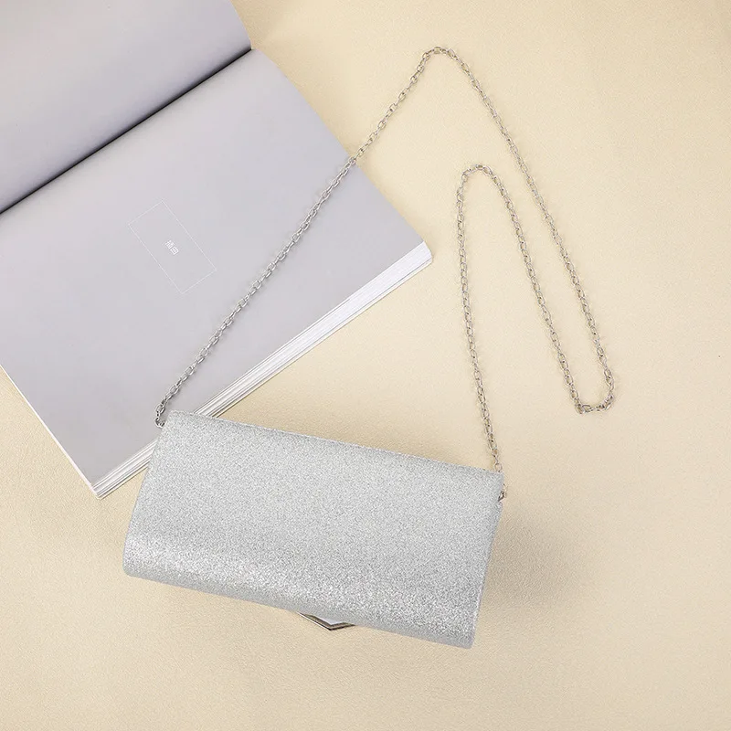 Immagine 4: Borsa a tracolla obliqua da donna, borsa da banchetto semplice e alla moda, borsa a tracolla con catena in metallo, borsa portaoggetti, nuova