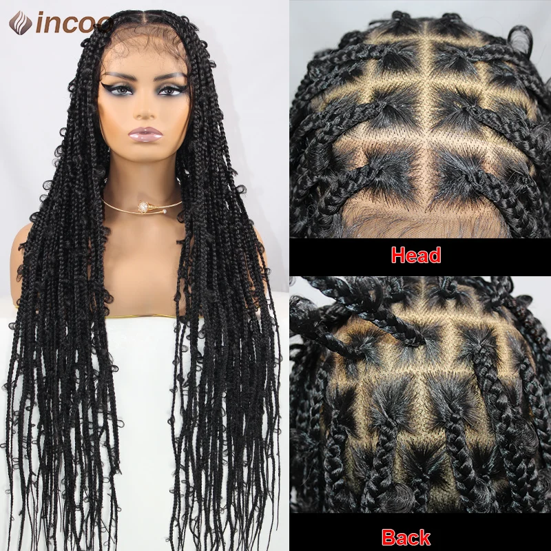 Perucas sintéticas trançadas com Locs sem nós, Full Lace Front, Tranças Borboleta Preta, Cabelo do Bebê, Selva, 360