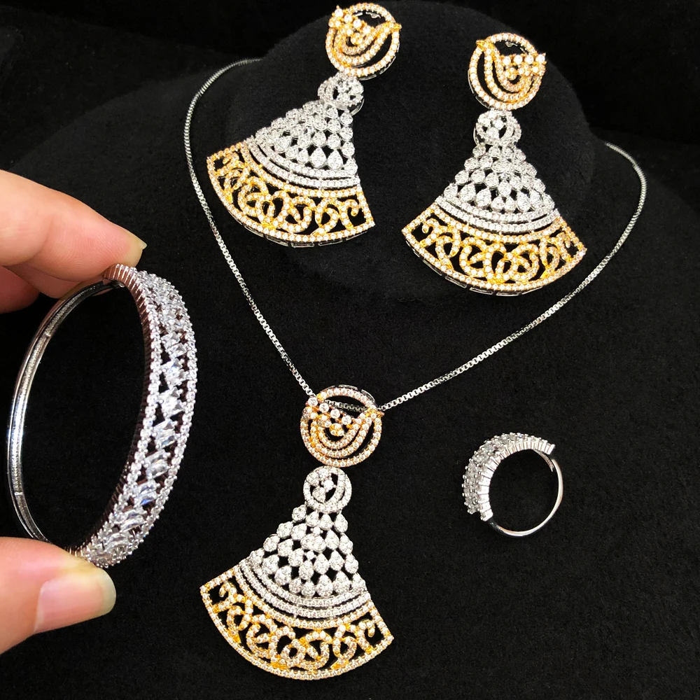 

GODKI Big Fashion Luxury Round Bubble Necklace Earring Sets For Women Wedding Party Full Zircon Dubai Bridal jewelry Set