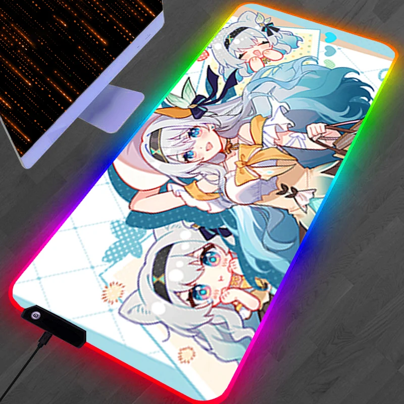 لوحة ماوس LED RGB ملحقات الكمبيوتر لوحة ماوس H-honkai Star Rail Firefly لوحة ممتدة غير قابلة للانزلاق لوحة مفاتيح مطاطية حصيرة مكتبية للألعاب