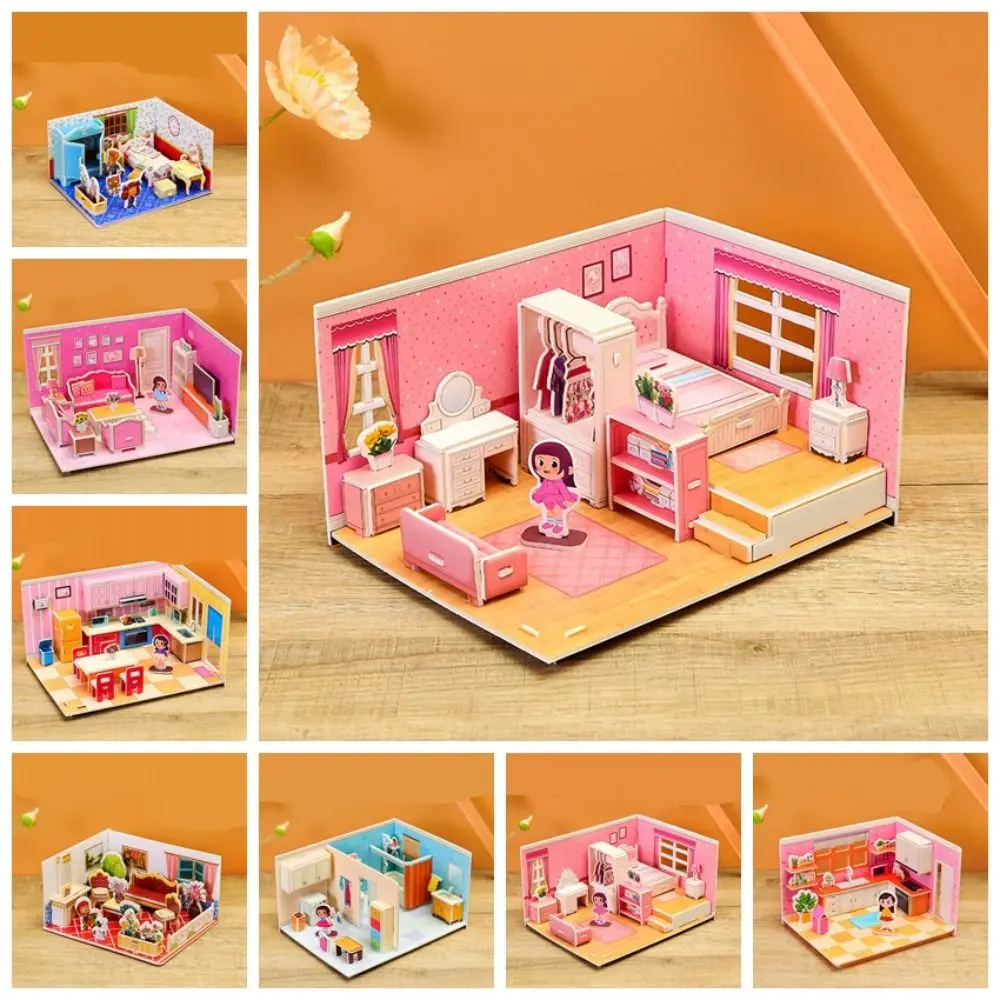 Building Kit Paper 3D Paper Puzzle Room DIY Bathroom Kitchen Educational Jigsaw