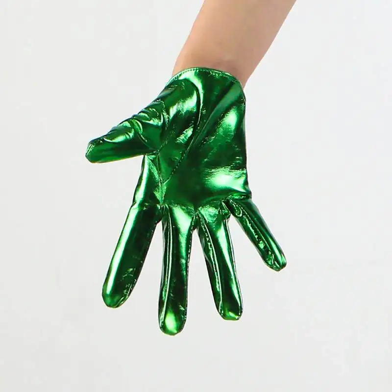 16 cm 6 Zoll extra kurze Handschuhe aus Kunstleder, PU, glänzend, schwarz, Cosplay, für Männer und Frauen, Mädchenmode, Touchscreen, empfindlich – Detail 15