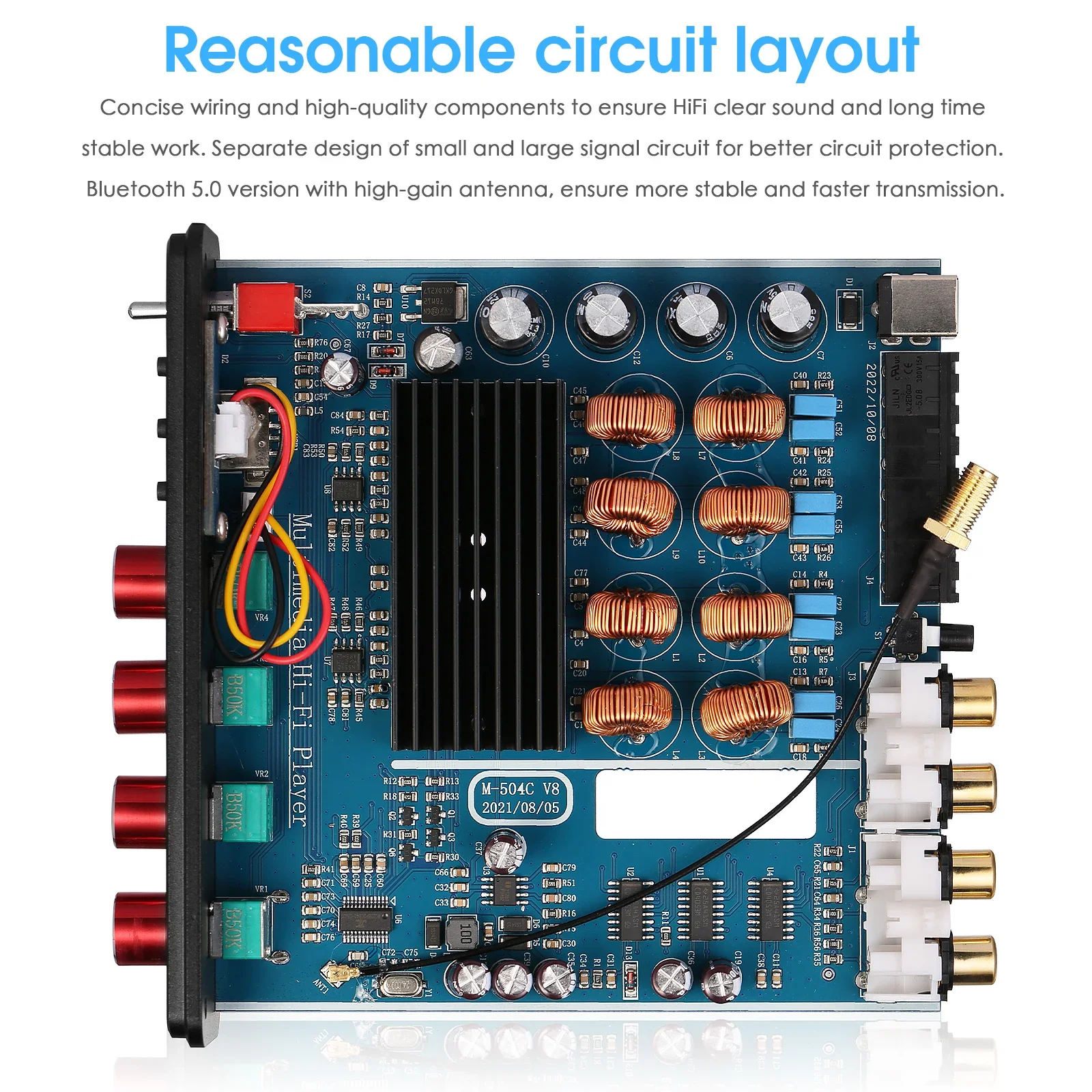 Douk Audio M4 Mini 2/4 Channel Bluetooth 5.0 Digital Amplifier Stereo Audio Receiver Desktop Audio Amp USB Music Player 50W*4