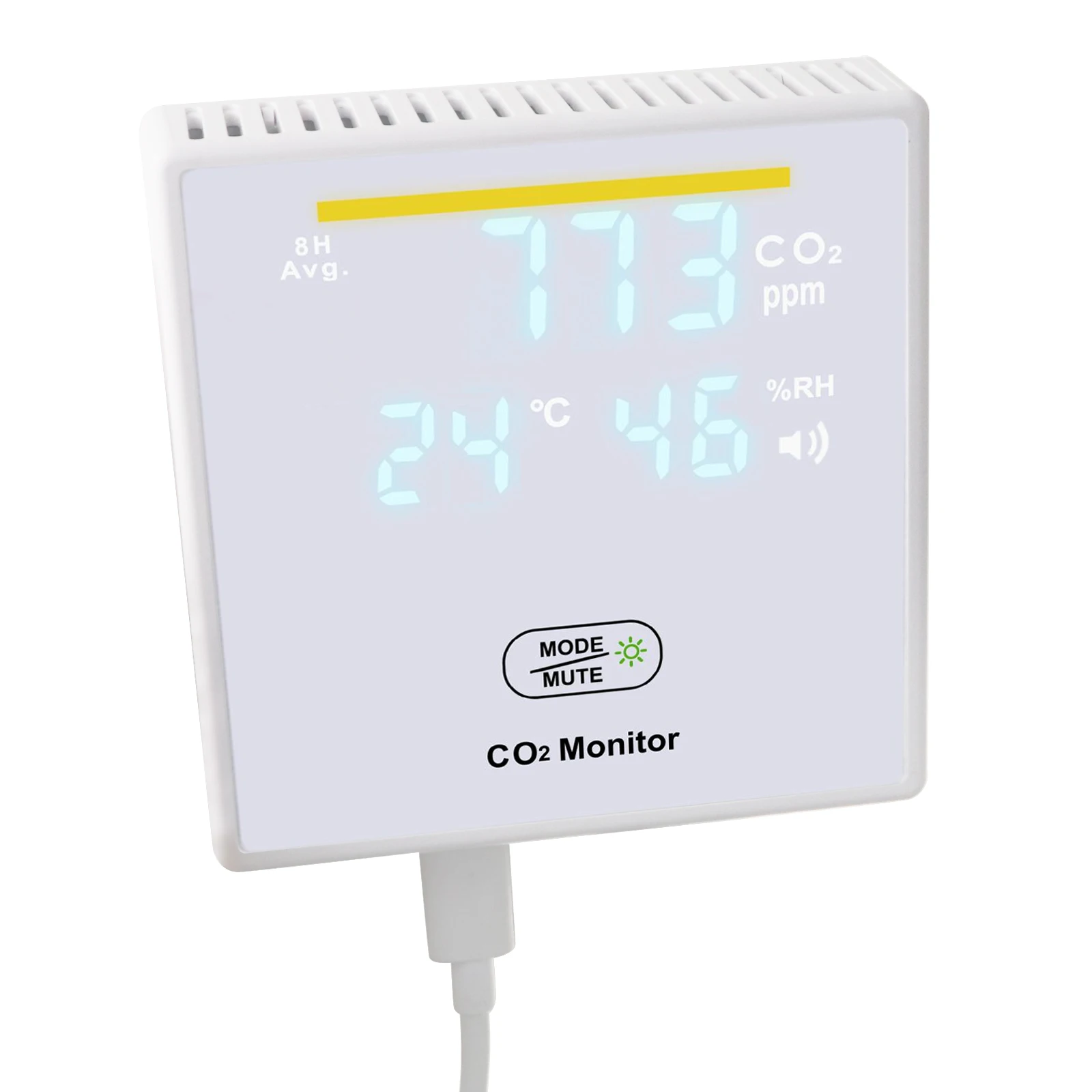 Smart Air Quality Monitor Real-Time CO2, Temp & Humidity Detector Color-Coded Air Safety Alarm for Offices Home Hotels Gym