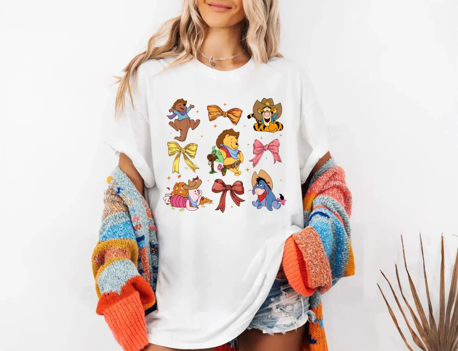 

Ковбойская осенняя рубашка с Винни-Пухом, футболка с изображением Пуха, уа, тигра, поросенок, Howdy, 2024, поездка, волшебное королевство