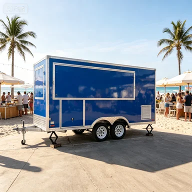 Hot Sale Royal Blue Dual Axle Mobile Food Trailer Large Towing Catering Cart For Outdoor Exhibition Market Snack Vending Busines