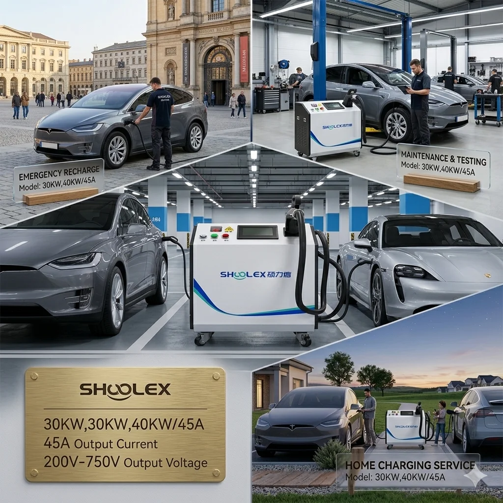 Dual-Use DC Fast Charger | Fixed/Mobile Installation, 95% Efficiency For Passenger Cars & Electric Buses