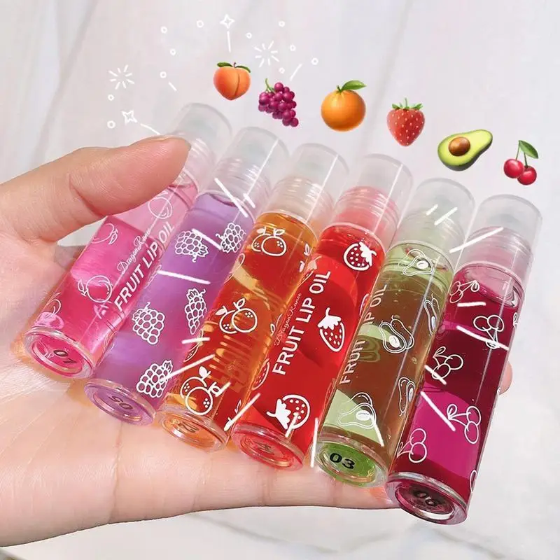 Fresh Fruit Roll-on Lip Balm Lip Makeup Primer Moisturizing Clear Transparent Lip Oil Long Lasting Hydrating Lip Gloss Cosmetics