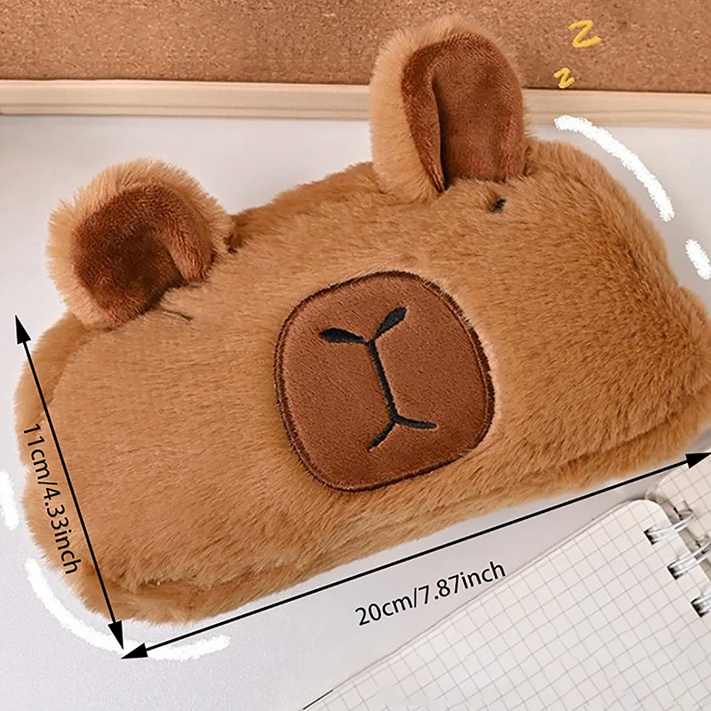 Cartoon Cute Pen Bag Plush Stuffed Animal Pencil Bag Large Capacity Cosmetic Bag Kawaii School Stationery