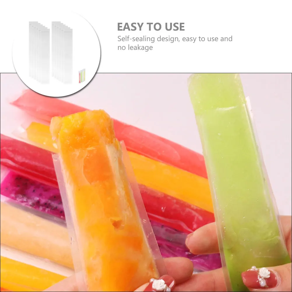 

50pcs Self- Candy Bags Reusable Freezer Pouches DIY Ice Sucker Making Kit Snack Storage Bags for Homemade Healthy