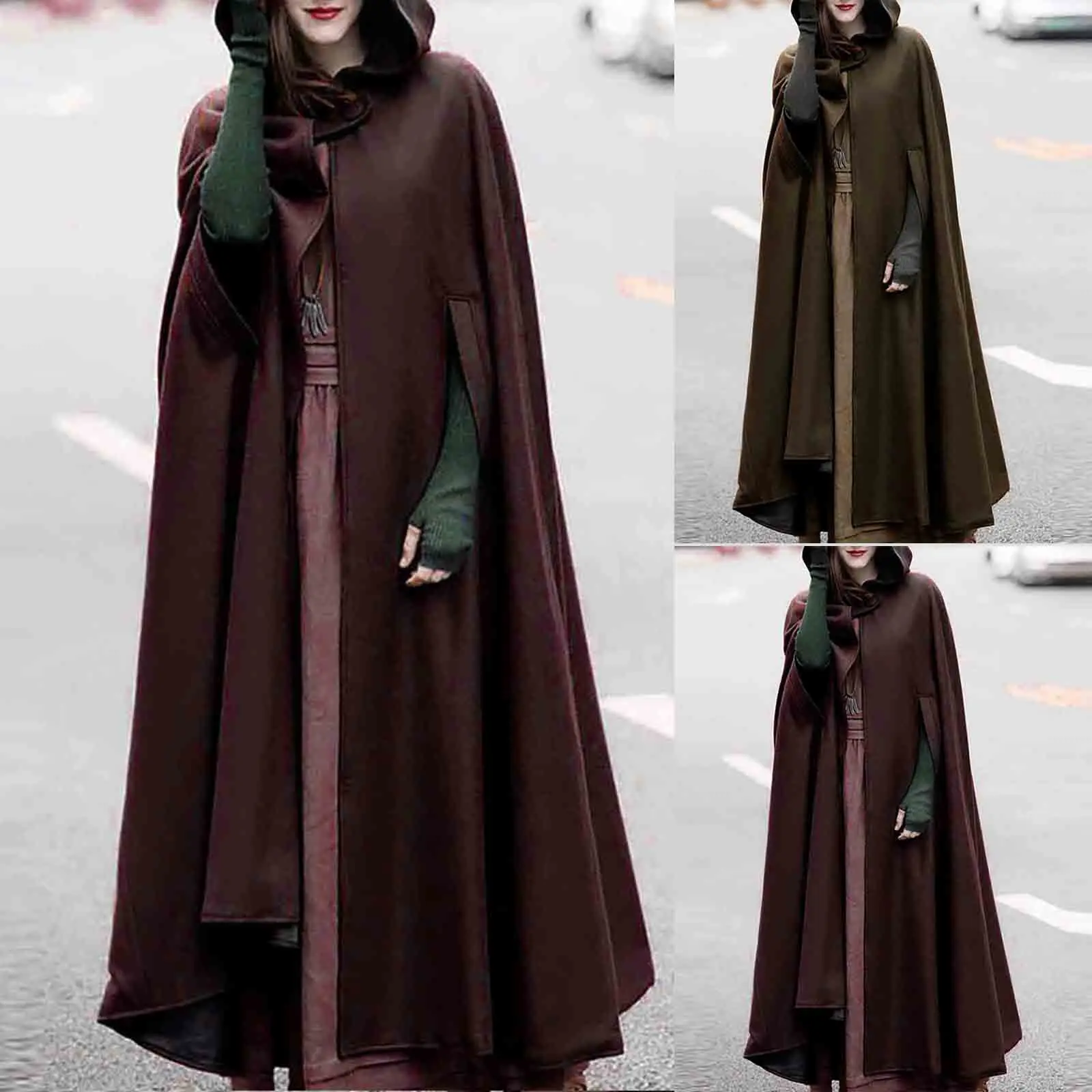 Adult Halloween Cloak Cape Hooded Medieval Costume Hooded Coat Shawl Long Cape