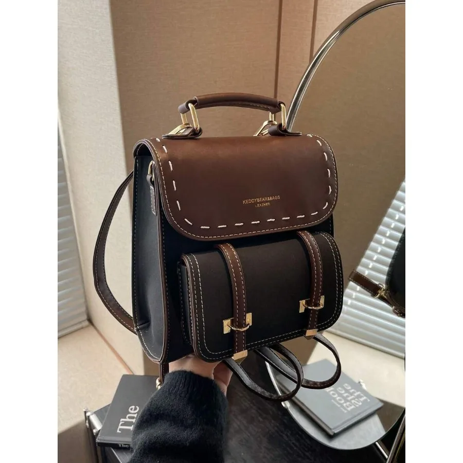 

Lightweight, Portable Vintage Color Block Small Backpack/Shoulder Bag For Women School Backpack For College Students Perfect Fo