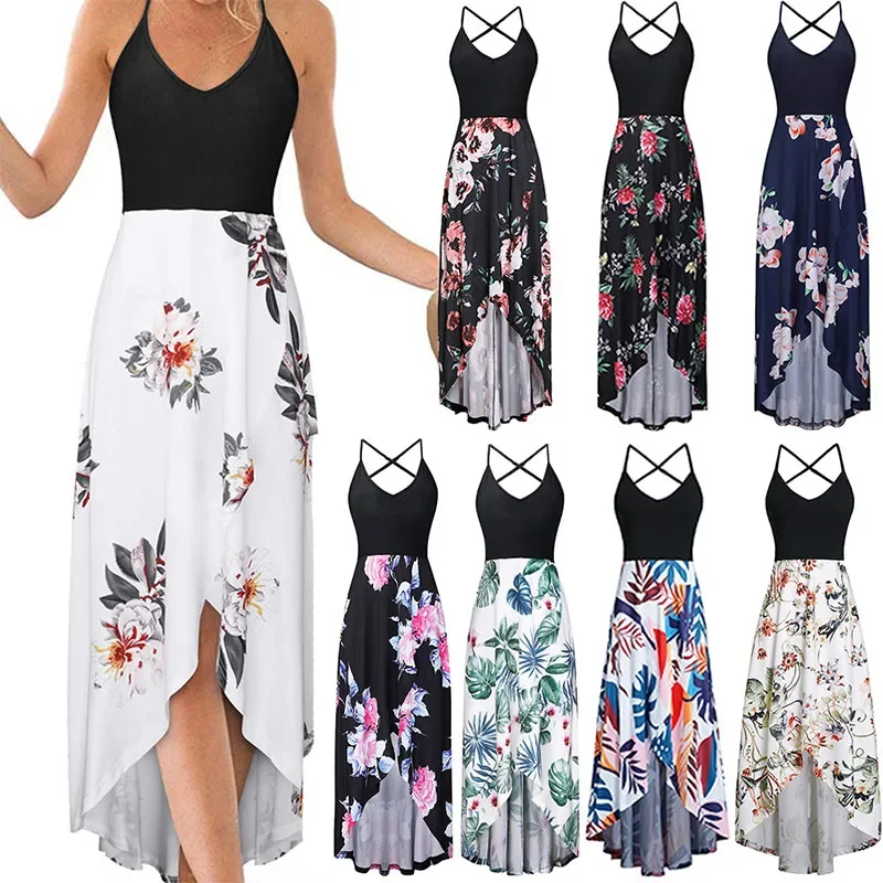 

Casual Printed Summer Long Dresses For Women 2024 Elegant Pretty Slim Women's Sexy Backless Dresses Vintage Female Clothing