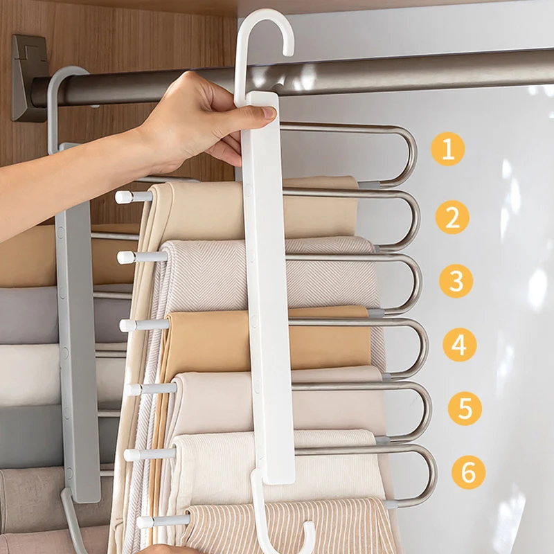 Folding Pants Rack Multi-functional Multi-layer Pants Hanger Household Magic Seamless Pants Rack Storage Magic image 3