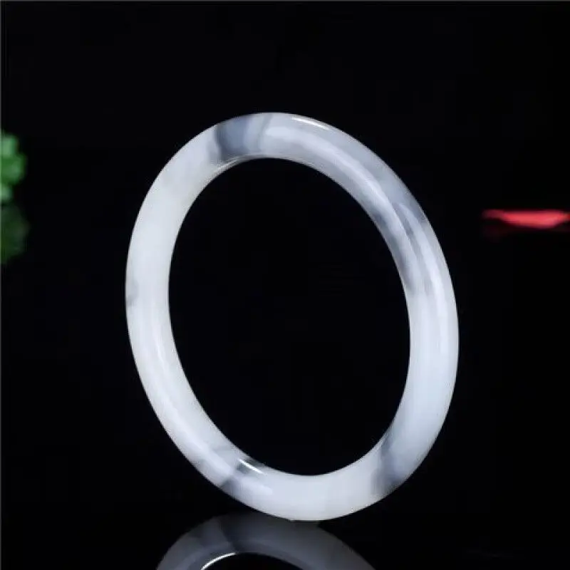 

Hetian Jade Blue and White Black Thin Round Bar Princess Bracelet