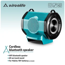 Wireelife Cordless Bluetooth Speaker MT007 Outdoors 6D Surround Sound Loudspeaker Amplifier Portable For Makita 18V Battery