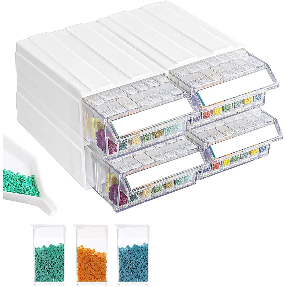 

4 Packs Diamond Painting Containers 140 Slots Stackable Craft Organizer Drawer for DIY Art Craft Rhinestone Sequins