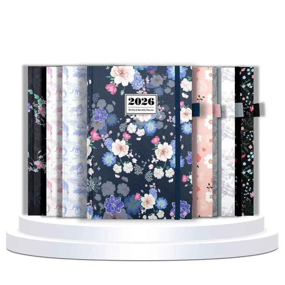 Portable A5 2026 Agenda Book Printed Pattern Planner Reminder Schedule Book To Do List Planner Notebook Office Supplies