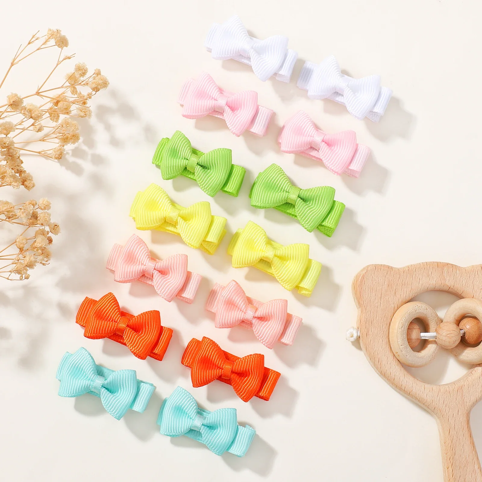 BABY BOWS 30 Stück Band Mini Haarschleifen Clips für Mädchen Niedliche Bonbonfarbene Schleife Haarnadeln Kopfbedeckung Kleinkinder Haarschmuck