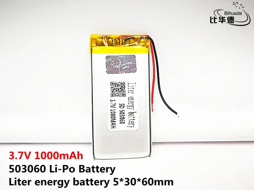 10pcs Liter energy battery Good Qulity 3.7V,1000mAH,503060 Polymer lithium ion / Li-ion battery for TOY,POWER BANK,GPS,mp3,mp4