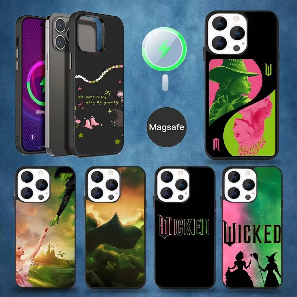 

W-Wicked Musical Green Pink Phone Case For iPhone 16,15,14,13,12,11,Pro,Max,Plus,Mini,Magsafe,Magnetic Wireless Charging Case
