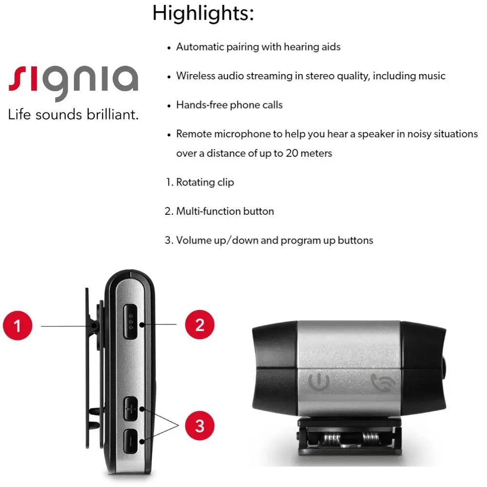 Signia StreamLine Mic | Bluetooth Accessory with Premium Stereo – Hands-Free Calls, Music & Beyond