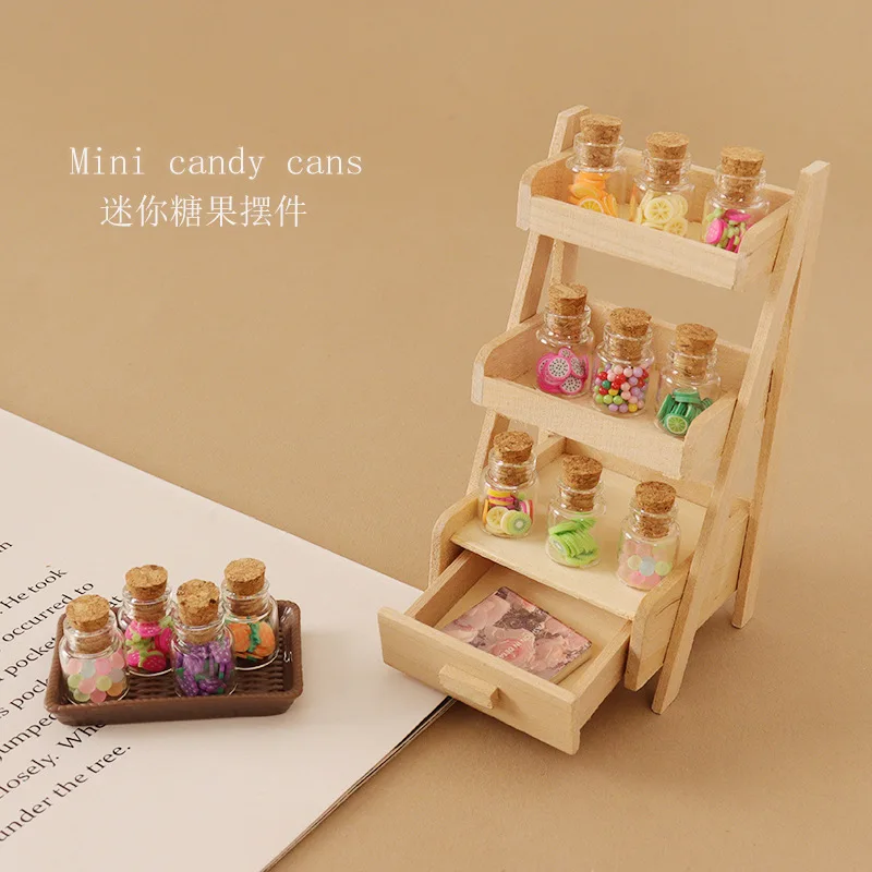 3pcs Dollhouse Candy Jar Mini Fruit Candy Apple Banana Miniature Food Model 1/12 Ornament Home Decoration Doll Accessories Decor