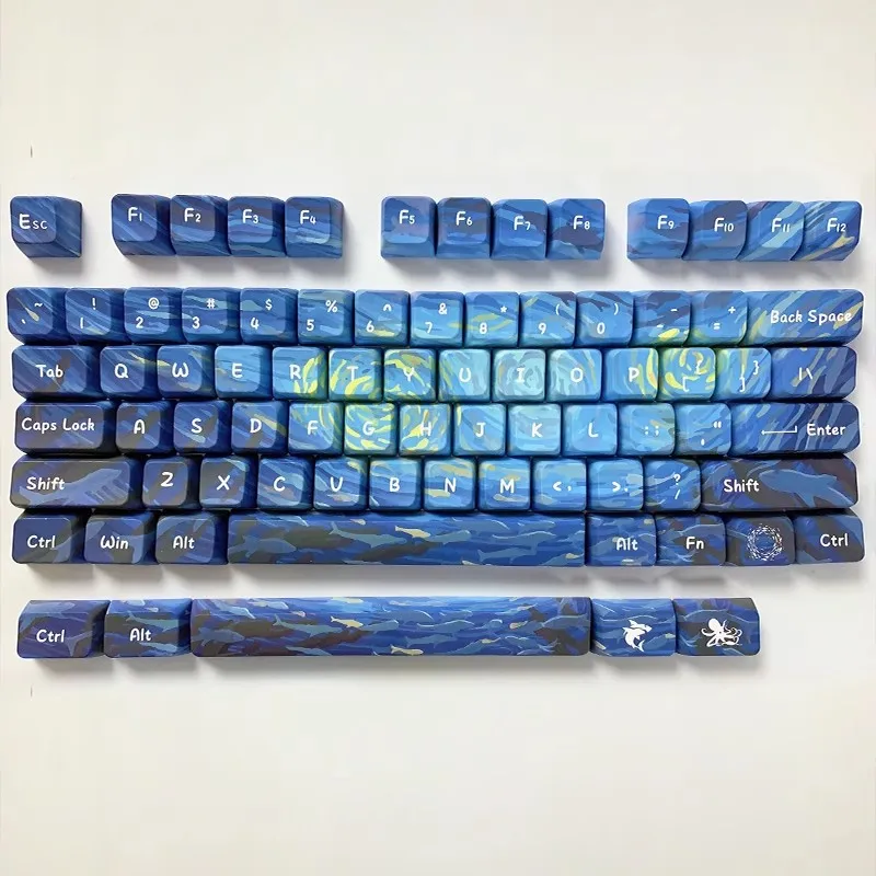 ディープシースターリースキーキーキャップセット,pbt 5サイド昇華キーキャップ,mdaプロファイル,7uスペースバー,MXスイッチ用,134キー