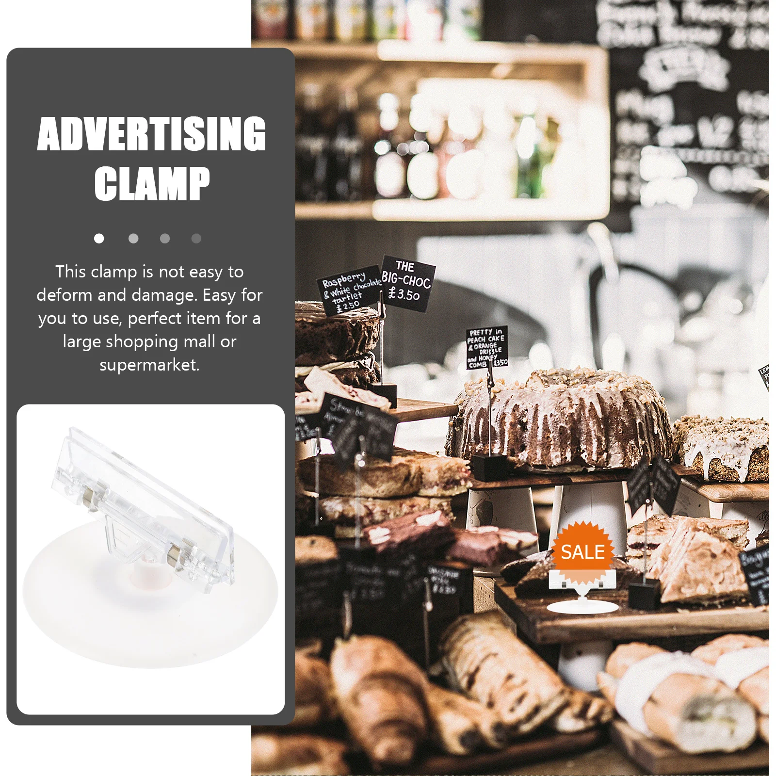 

4 Pcs Advertising Clip Clips Price Tag Display Holder Label Stand Rack Retails Shelf Clamp Food Sign Office