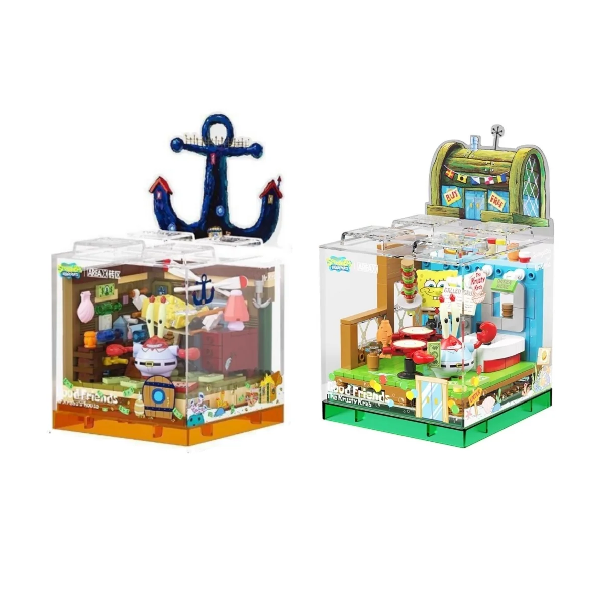 

AREAX SpongeBob SquarePants Anchor House Krusty Krab Box Building Blocks Box Puzzle Assembly Toy For Boys Girls Birthday Gift