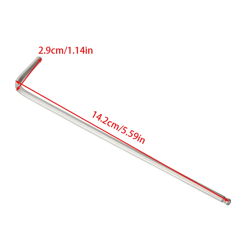 Vernickelter verlängerter Sechskantschlüssel mit Kugelkopf, runder Kopf, Kugelkopf, Sechskant-Innensechskantschlüssel mit Löffelkante