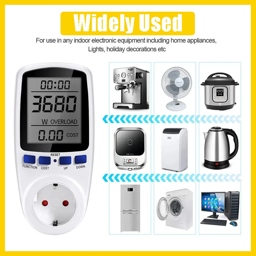 AC Digital Power Meter Voltage Wattmeter Electricity Consumption Usage Monitor EU/AU/UK/US Plug Power Socket