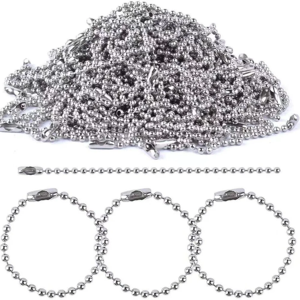 100pcs Gold Color Silver Color Ball Bead Chains Fits Key Chain Label Hand Tag Connector For DIY Bracelet Jewelry Making
