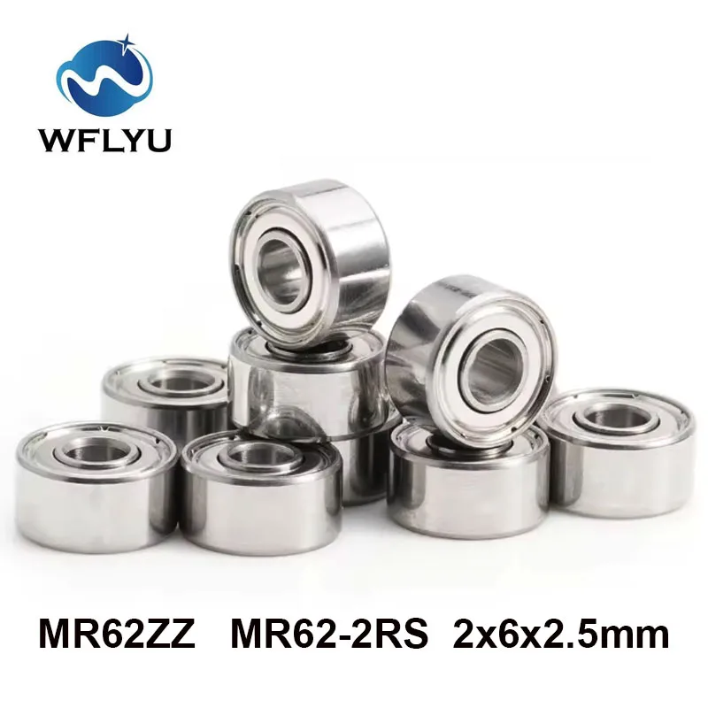 

WFLYU MR62ZZ MR62-2RS Bearing 2*6*2.5 mm ABEC-7 (10PCS) Miniature MR62 ZZ Ball Bearings Chrome Steel Quality R-620 W52
