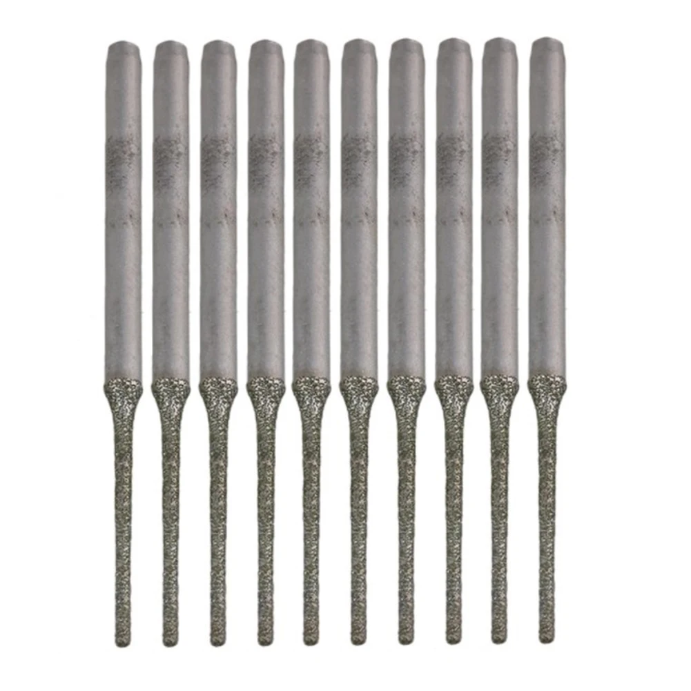 10pcs 1mm Lapidary Diamond Coated Drill Bits, 2.35mm Shank Solid Grinding Needles For Gems Agate Jade Stone Drilling